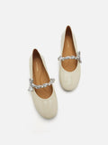 PAZZION, Guillame Braided Strap Patent Mary Janes, Beige