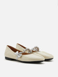 PAZZION, Guillame Braided Strap Patent Mary Janes, Beige