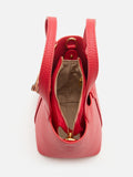 PAZZION, Haley Leather Charmed Bucket Bag, Red