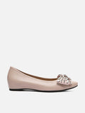 PAZZION, Halisse Diamante Bow Leather Flats, Pink