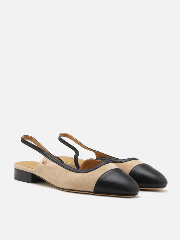 PAZZION, Hanneli Toe Cap Suede Slingback Flats, Almond