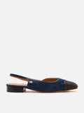 PAZZION, Hanneli Toe Cap Suede Slingback Flats, Darkblue