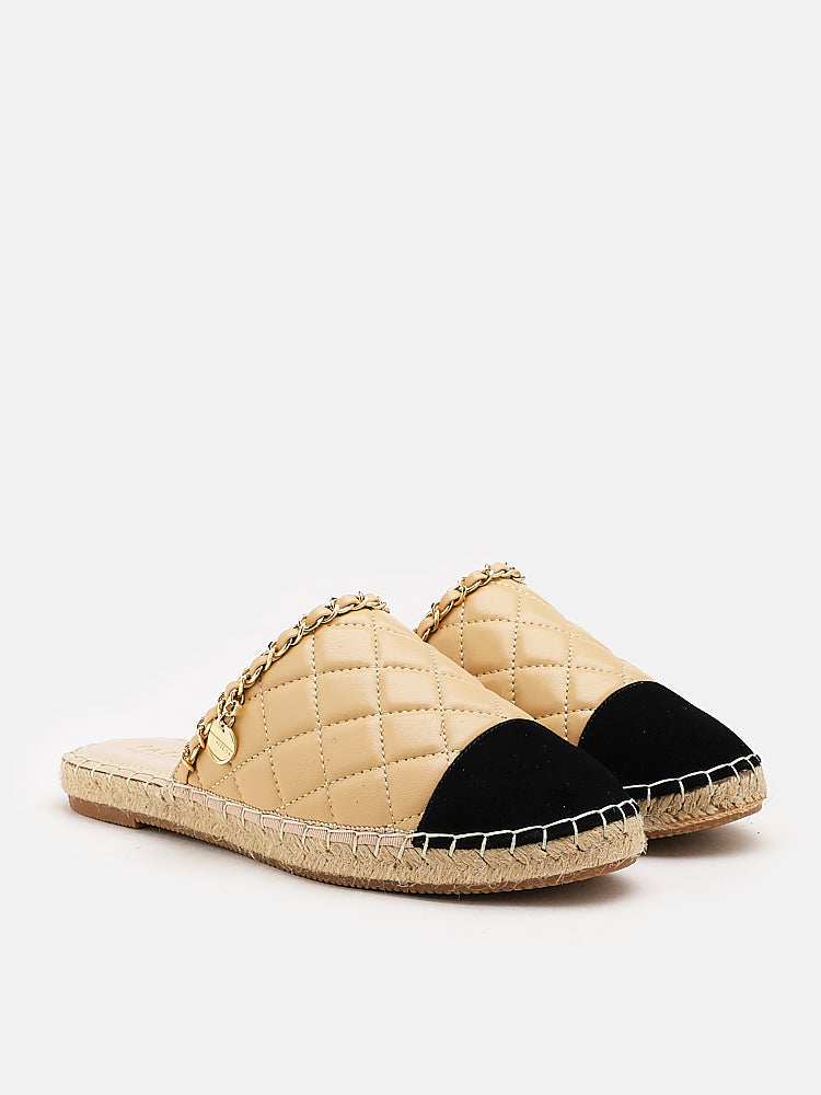 PAZZION, Hans Dual Quilted Slip On Mules, Almond