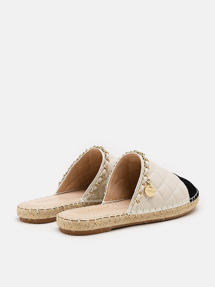 PAZZION, Hans Dual Quilted Slip On Mules, Beige