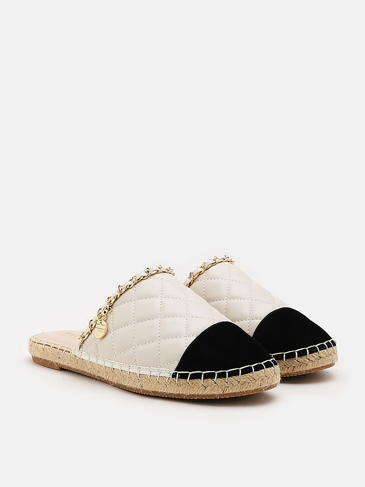 PAZZION, Hans Dual Quilted Slip On Mules, Beige