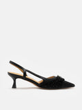 PAZZION, Harlow Pointed Toe Slingback Heels, Black