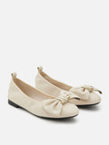 PAZZION, Hart Crystal Pin and Bow Ballerinas, Beige