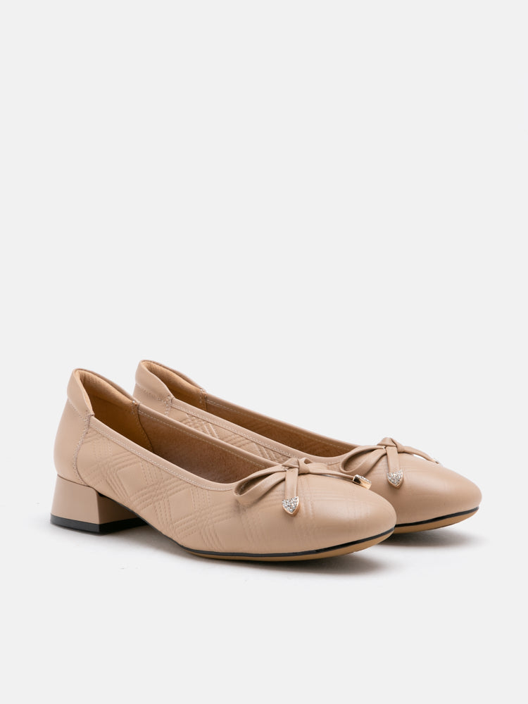 PAZZION, Hearts For You Low Block Heels, Almond