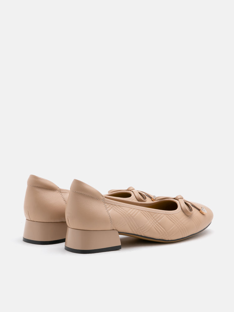 PAZZION, Hearts For You Low Block Heels, Almond