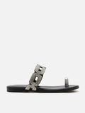 PAZZION, Helivara Crystal Link Slides, Black