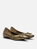 PAZZION, Iridelle Bow Leather Flats, Bronze