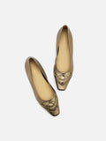 PAZZION, Iridelle Bow Leather Flats, Bronze