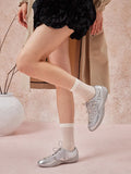 PAZZION, Isabeli Crystal-Embellished Lace-Up Sneakers, Silver