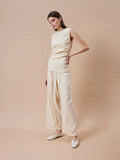 PAZZION, Isabella Gathered Ruched Flats, Beige