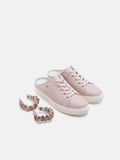 PAZZION, Jamie Crystal Ruched Slingback Leather Sneakers, Pink