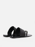 PAZZION, Jhane Toe-Ring Slides, Black