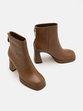 PAZZION, Jovanna Leather Ankle Boots, Brown