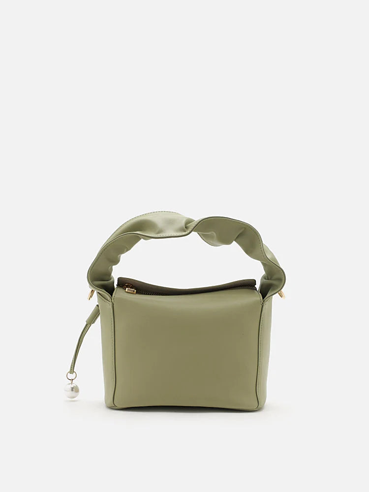 PAZZION, Jovie Ruched Strap Shoulder Bag, Green