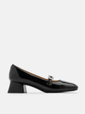 PAZZION, Kamielle Embellished Buckle Mary Jane Heels, Black
