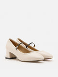 PAZZION, Karin Strapped Low Block Heels, Beige