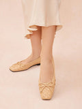 PAZZION, Katelyn Woven Bow Flats, Almond