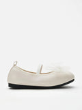 PAZZION, Katie Tulle Bow Mary Janes, Beige