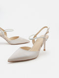 PAZZION, Khloe Satin Pointed-Toe High Heels, Champagne