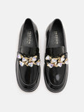 PAZZION, Lafayette Bejeweled Ticker Loafers, Black