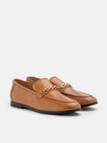 PAZZION, Lany Gold Chained Leather Loafers, Brown