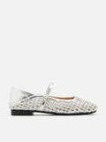 PAZZION, Leonie Woven Mary Janes, Silver