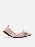 PAZZION, Leslie Diamante Bow Pointed Toe Foldable Flats, Pink