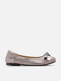 PAZZION, Lilith Polished Silver Ballet Flats, Pewter