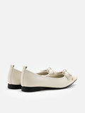 PAZZION, Lindsay Point-Toe Bow Flats, Beige
