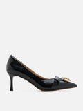 PAZZION, Luca Buckle-Accent Pointed Toe Heels, Black