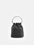 PAZZION, Luna Diamante Mini Bucket Bag, Black