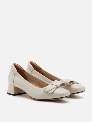 Lysandra Leather Bow Low Block Heels