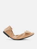 PAZZION, Madeline Studded Bow Foldable Flats, Almond