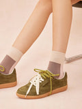 PAZZION, Maeve Double Laced Suede Sneakers, Green