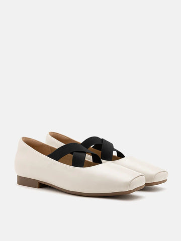 Mandy Square Toe Criss Cross Strap Ballet Flats