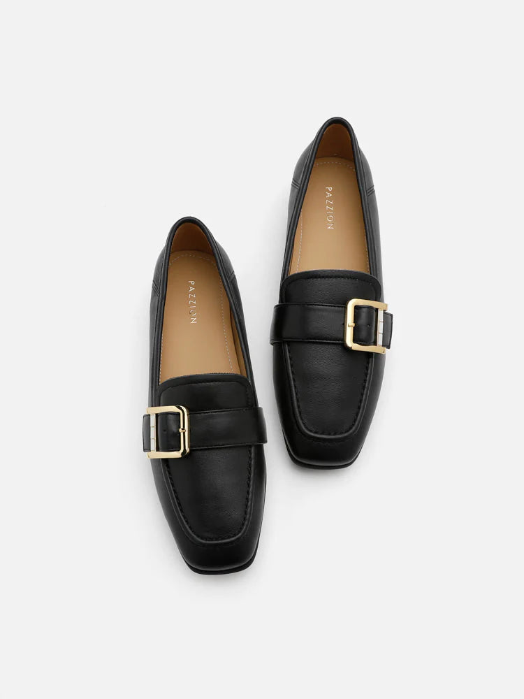 PAZZION, Marcel Classic Buckle Loafers, Black
