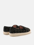 PAZZION, Margot Tweed Lace-up Espadrilles, Black