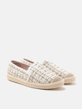 PAZZION, Margot Tweed Lace-up Espadrilles, White