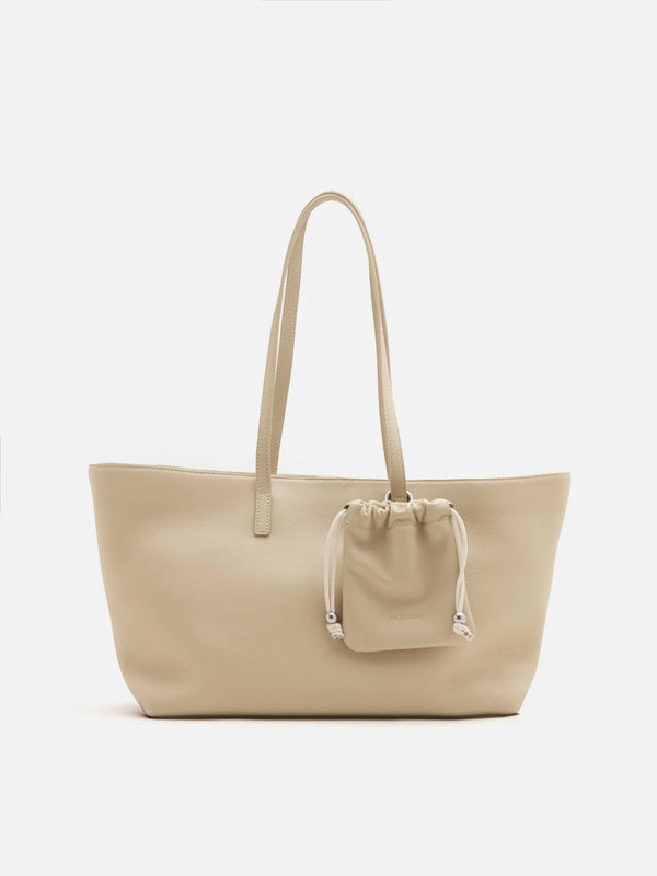 PAZZION, Marivyn Leather Tote, Beige