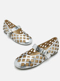 PAZZION, Mica Lattice Stitch Mary Janes, Silver