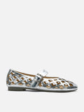 PAZZION, Mica Lattice Stitch Mary Janes, Silver