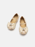 PAZZION, Mini Brea Crystal Bow Mary Jane Ballerinas, Almond