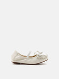 PAZZION, Mini Brea Crystal Bow Mary Jane Ballerinas, Beige