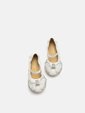 PAZZION, Mini Brea Crystal Bow Mary Jane Ballerinas, Beige