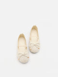 PAZZION, Mini Brooke Crystal Grid Flyknit Flats, Beige