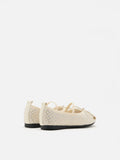 PAZZION, Mini Brooke Crystal Grid Flyknit Flats, Beige